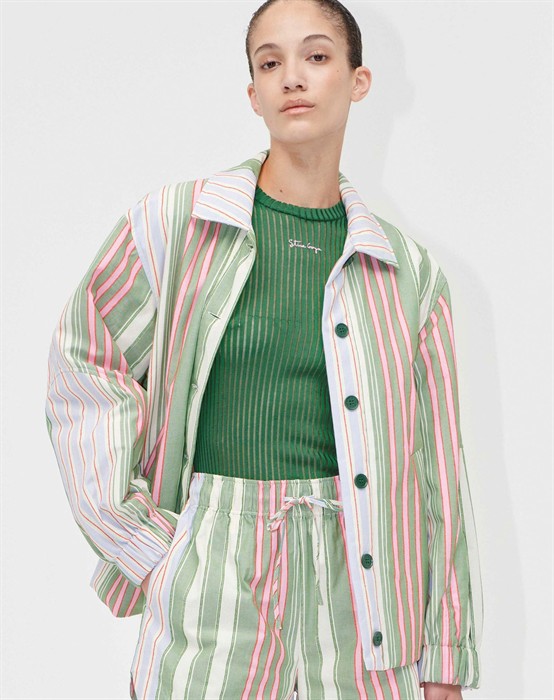Oversized Utility Workwear Jakke - Forest Stripe